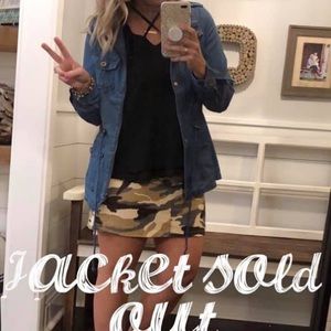 Soft denim-colored cargo jacket